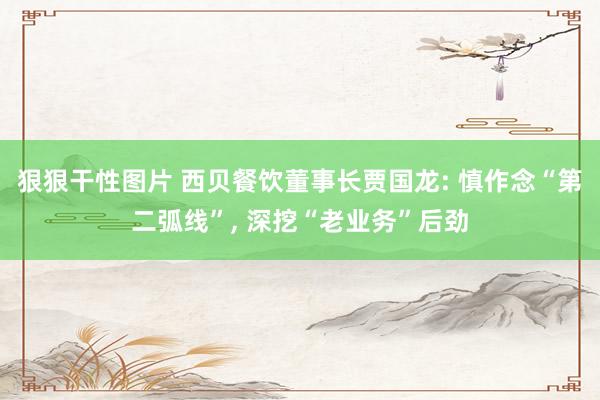 狠狠干性图片 西贝餐饮董事长贾国龙: 慎作念“第二弧线”， 深挖“老业务”后劲