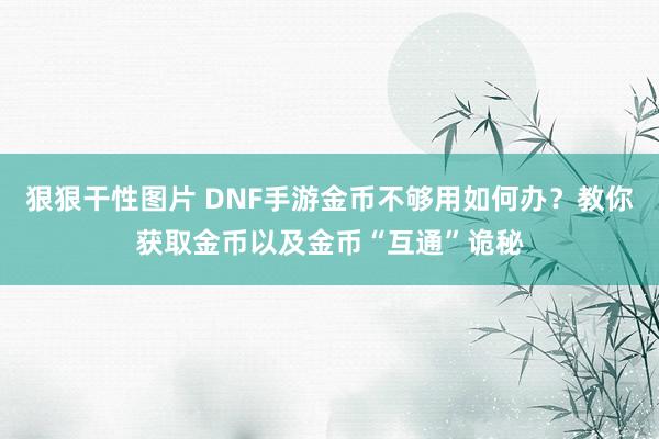 狠狠干性图片 DNF手游金币不够用如何办？教你获取金币以及金币“互通”诡秘