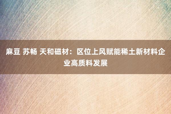 麻豆 苏畅 天和磁材：区位上风赋能稀土新材料企业高质料发展