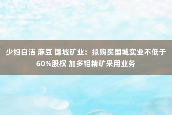 少妇白洁 麻豆 国城矿业：拟购买国城实业不低于60%股权 加多钼精矿采用业务
