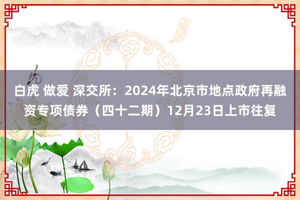 白虎 做爱 深交所：2024年北京市地点政府再融资专项债券（四十二期）12月23日上市往复