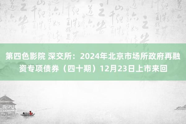 第四色影院 深交所：2024年北京市场所政府再融资专项债券（四十期）12月23日上市来回