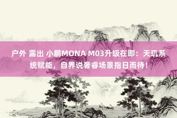户外 露出 小鹏MONA M03升级在即：天玑系统赋能，自界说奢睿场景指日而待！