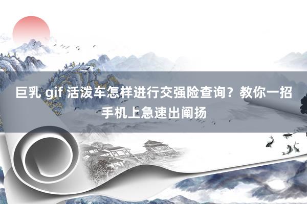 巨乳 gif 活泼车怎样进行交强险查询？教你一招手机上急速出阐扬
