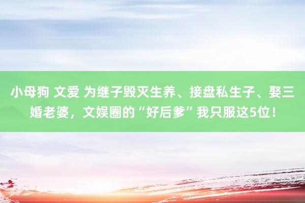 小母狗 文爱 为继子毁灭生养、接盘私生子、娶三婚老婆，文娱圈的“好后爹”我只服这5位！