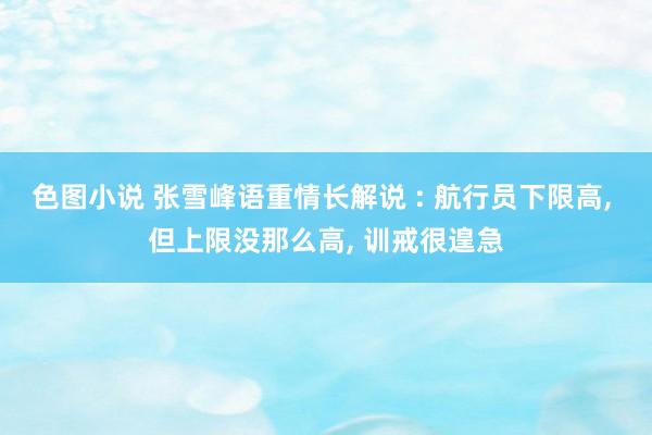 色图小说 张雪峰语重情长解说 : 航行员下限高， 但上限没那么高， 训戒很遑急
