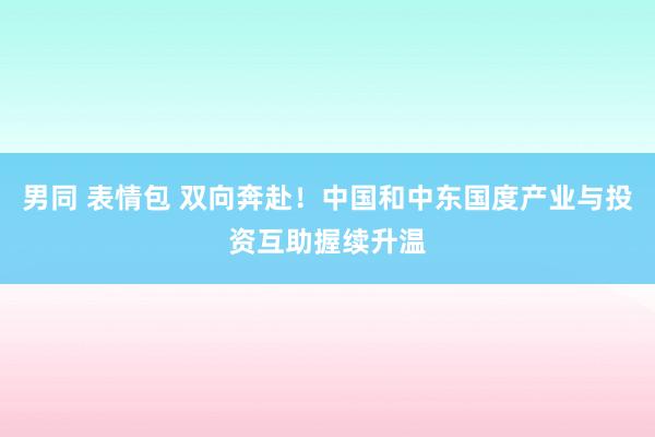 男同 表情包 双向奔赴！中国和中东国度产业与投资互助握续升温