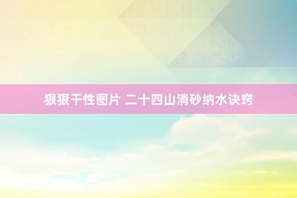 狠狠干性图片 二十四山消砂纳水诀窍