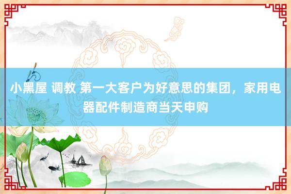 小黑屋 调教 第一大客户为好意思的集团，家用电器配件制造商当天申购