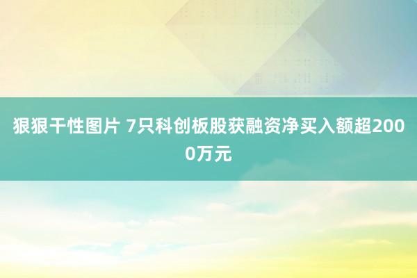 狠狠干性图片 7只科创板股获融资净买入额超2000万元