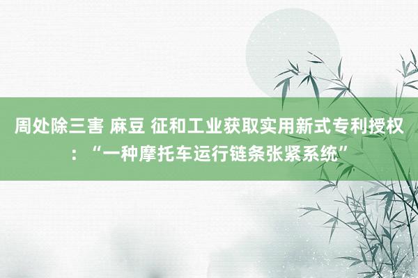 周处除三害 麻豆 征和工业获取实用新式专利授权：“一种摩托车运行链条张紧系统”