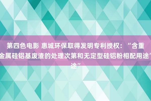 第四色电影 惠城环保取得发明专利授权：“含重金属硅铝基废渣的处理次第和无定型硅铝粉相配用途”