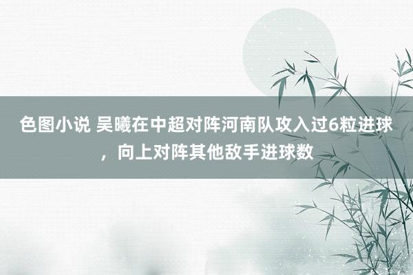 色图小说 吴曦在中超对阵河南队攻入过6粒进球，向上对阵其他敌手进球数