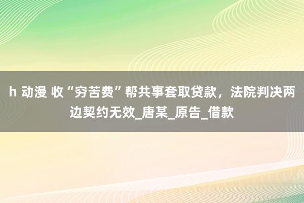 h 动漫 收“穷苦费”帮共事套取贷款，法院判决两边契约无效_唐某_原告_借款