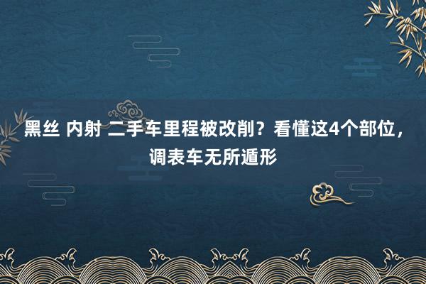 黑丝 内射 二手车里程被改削？看懂这4个部位，调表车无所遁形