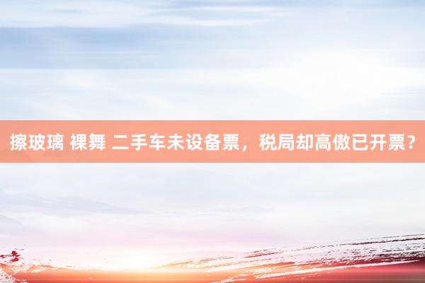 擦玻璃 裸舞 二手车未设备票，税局却高傲已开票？