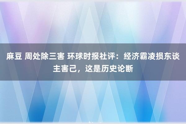 麻豆 周处除三害 环球时报社评：经济霸凌损东谈主害己，这是历史论断