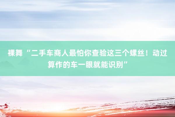 裸舞 “二手车商人最怕你查验这三个螺丝！动过算作的车一眼就能识别”