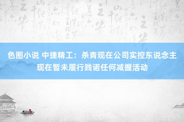 色图小说 中捷精工：杀青现在公司实控东说念主现在暂未履行践诺任何减握活动