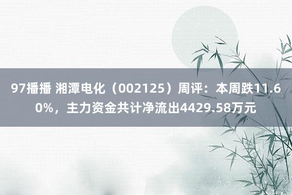 97播播 湘潭电化（002125）周评：本周跌11.60%，主力资金共计净流出4429.58万元