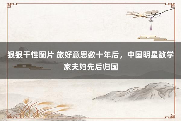 狠狠干性图片 旅好意思数十年后，中国明星数学家夫妇先后归国