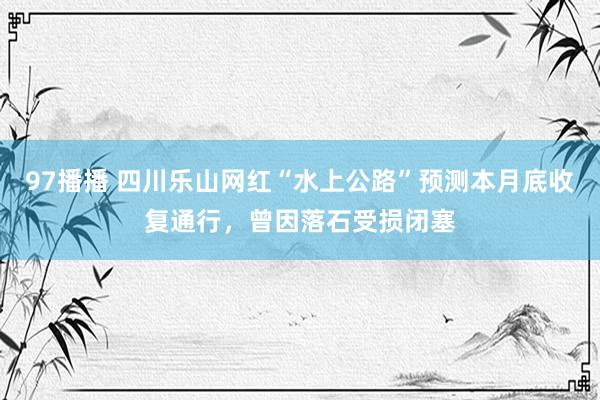 97播播 四川乐山网红“水上公路”预测本月底收复通行，曾因落石受损闭塞
