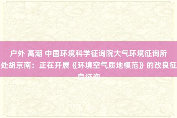 户外 高潮 中国环境科学征询院大气环境征询所长处胡京南：正在开展《环境空气质地模范》的改良征询