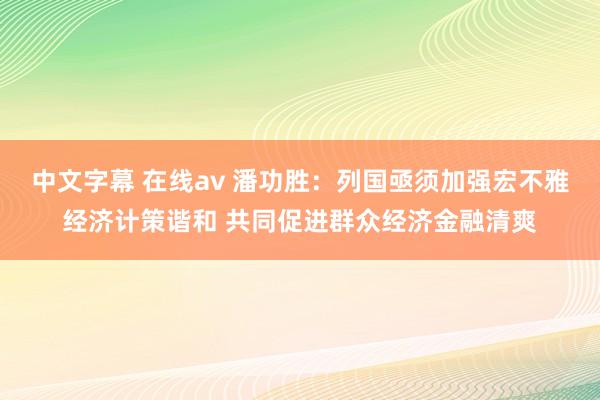 中文字幕 在线av 潘功胜：列国亟须加强宏不雅经济计策谐和 共同促进群众经济金融清爽